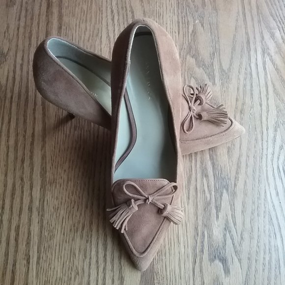 Ann Taylor Aiden Suede Tasseled Loafer Pump Size 7.5 Academia Old Money Office - Picture 16 of 16